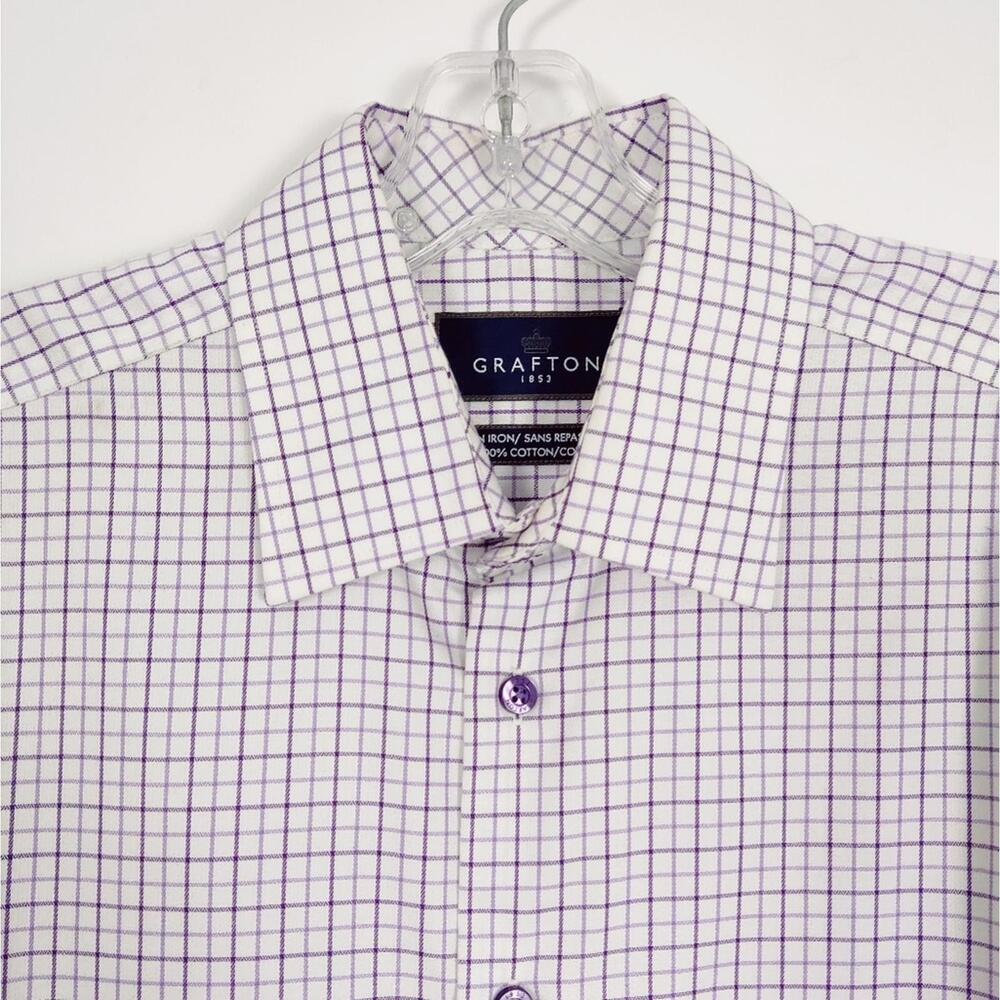 Grafton Men's 100% Cotton Non Iron Button Down Shirt Plaid Size 15.5 34/35